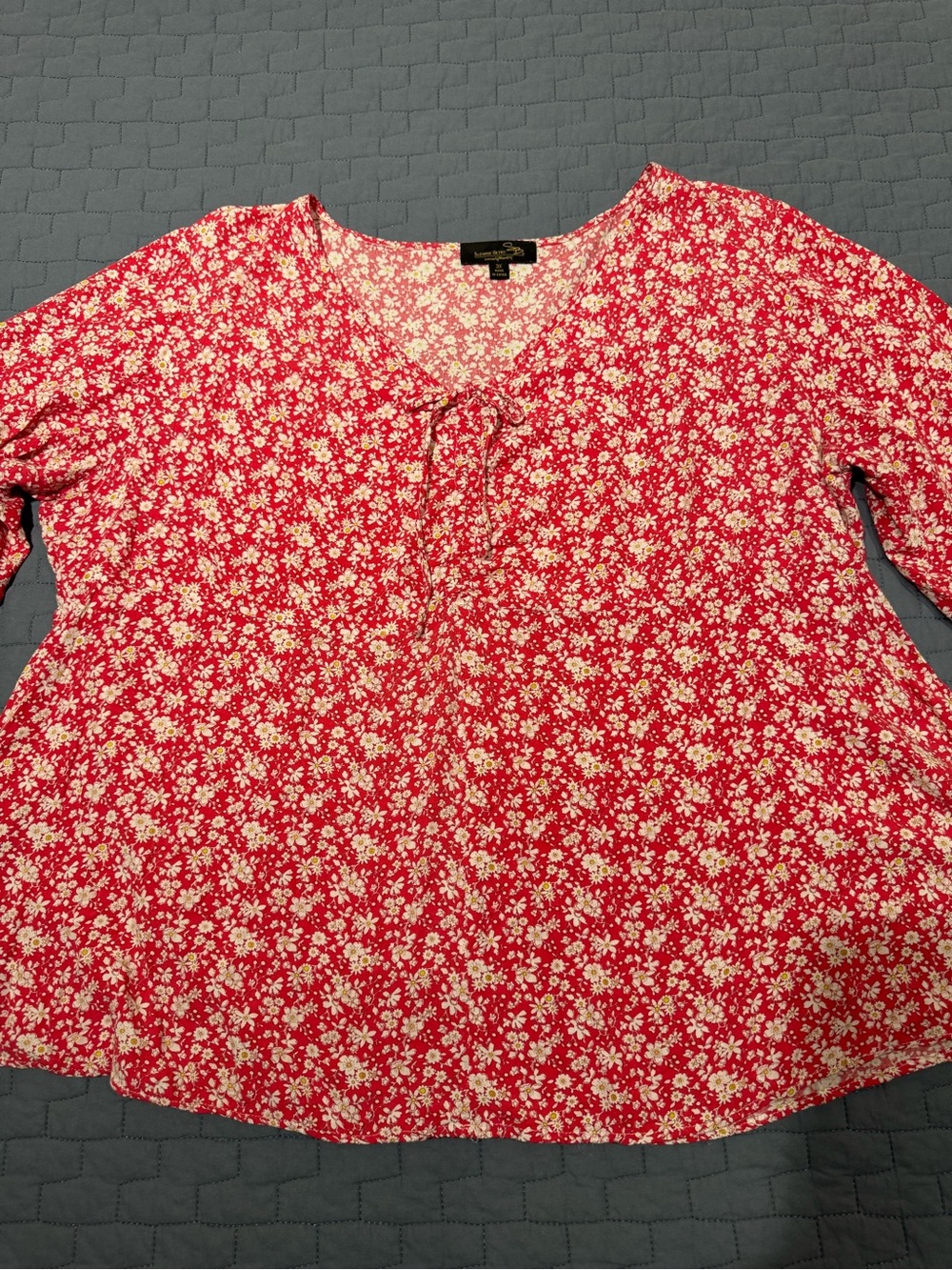 Suzanne Betro Pink Floral Tie-Neck Blouse